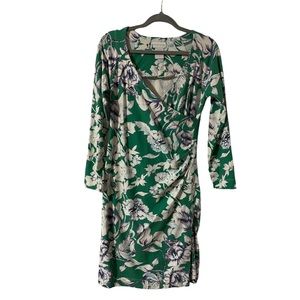 Soft Surroundings Faux Wrap Floral long Sleeve dress Small